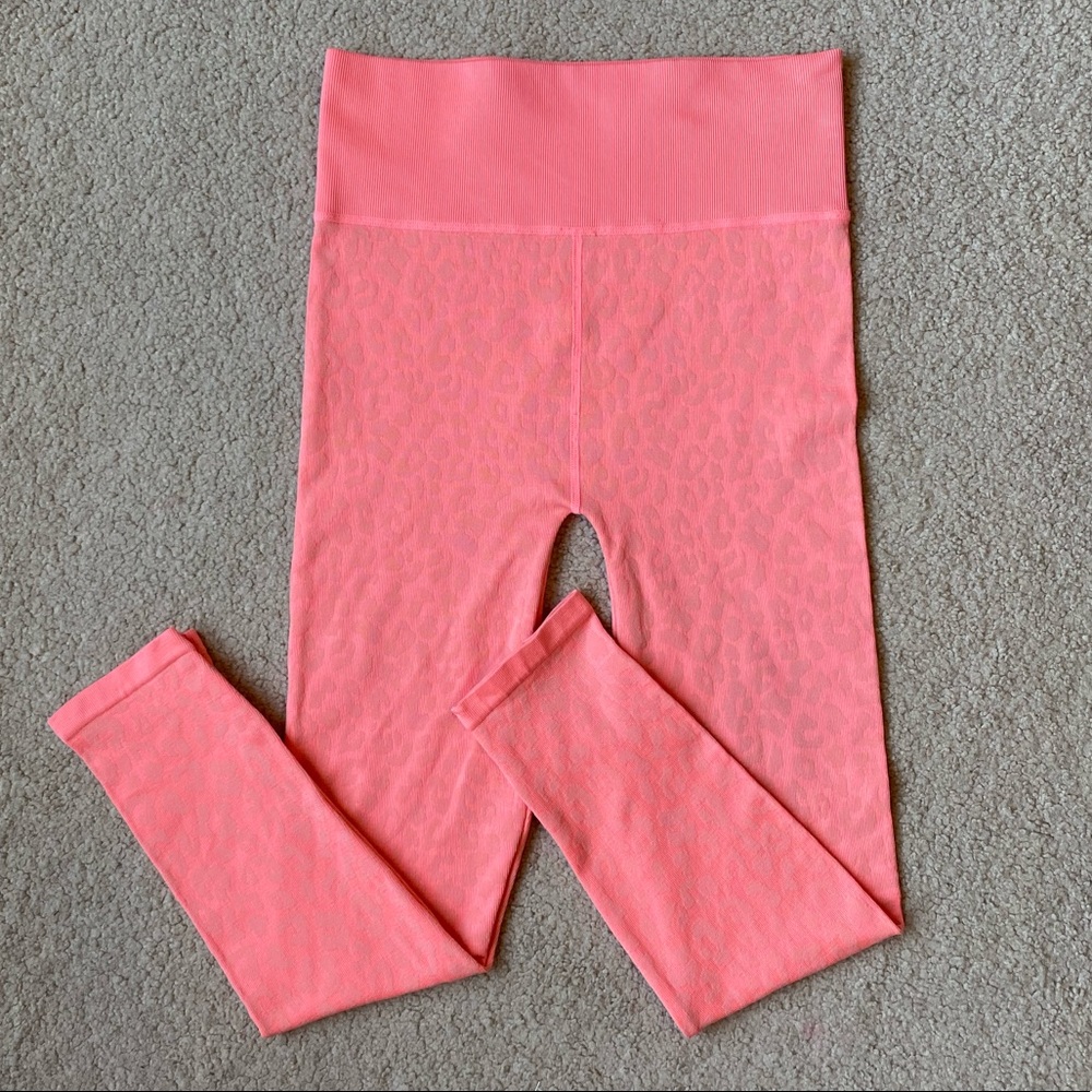 Neon Coral Animal Print Leggings